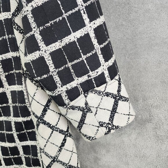 Womens Black & White Checkered Dennis Basso Tweed Jacket Button Front Size 20W - Picture 5 of 11